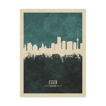 Michael Tompsett 'Essen Germany Skyline Teal' Canvas Art,35x47